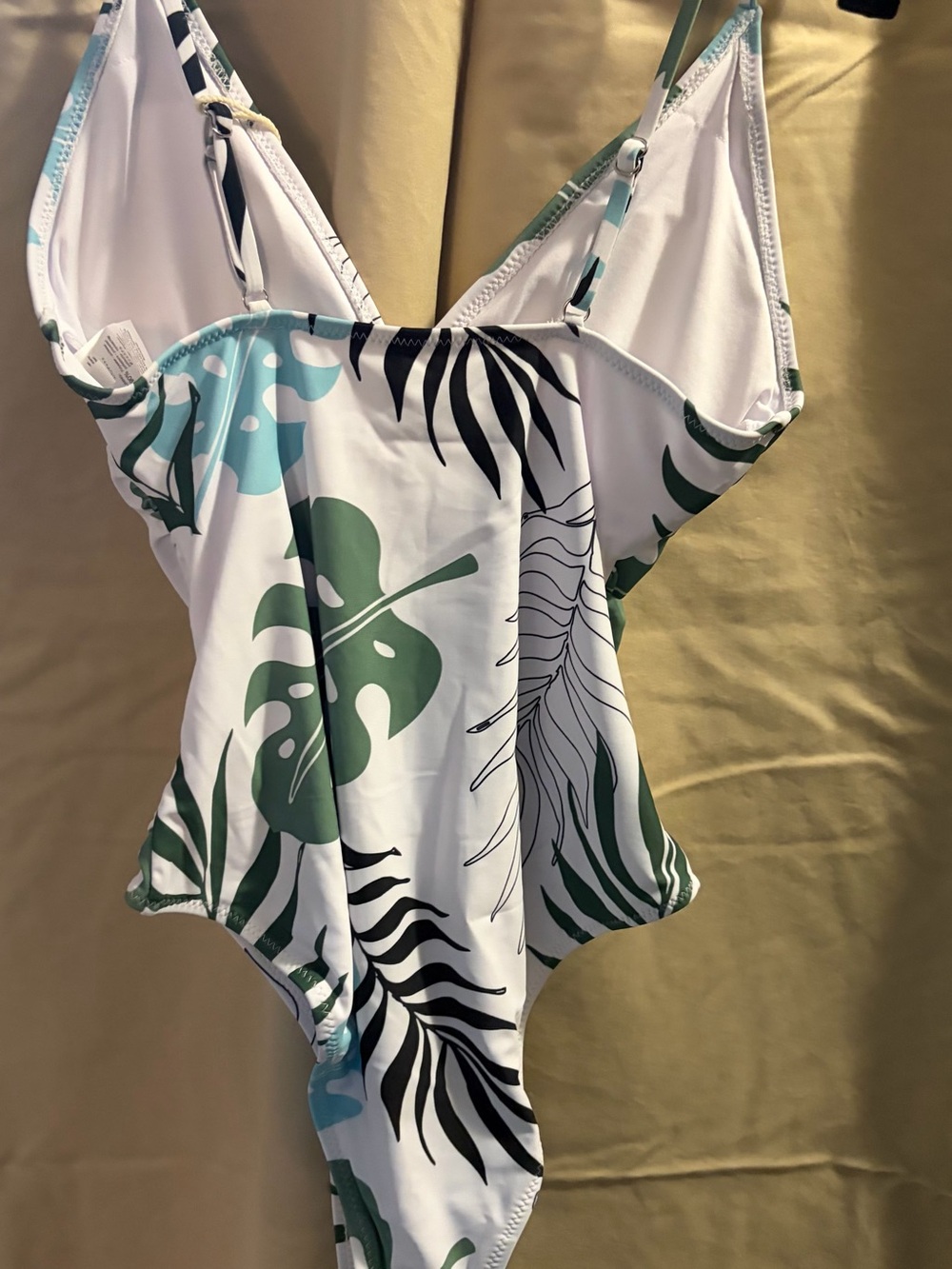 Tropical Leaf One-Piece Swimsuit in Green and White